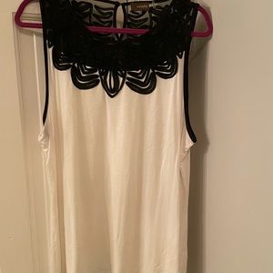 Crosby off white dressy tank with black lace